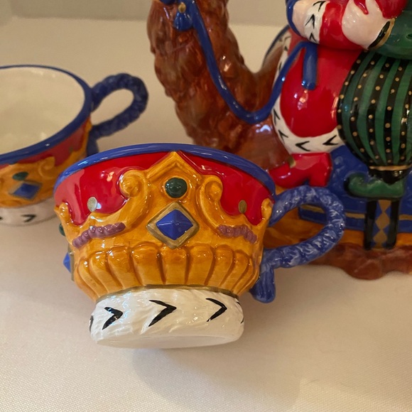 Department 56 "We Three Kings" Christmas Tea Set Camel Teapot + 4 Cups with BOX - Picture 7 of 15